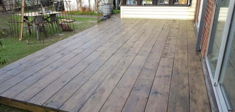 old scaffold boards in cornwall used as decking